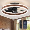 81uCMni2idL._AC_SL1500_.jpg windphoto Low Profile Ceiling Fans with Lights, Flush Mount Modern Ceiling Fan and Remote Control, 19.7" LED Ceiling Fans, Stepless Dimmable 3 Colors and 6 Speeds - Walnut