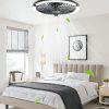 windphoto 20" Low Profile Bladeless Ceiling Fan with Light, Remote&APP, Black | Flush Mount, 6 Speed Adjustable, 3000-6000K Dimmable LED, Modern Enclosed Fandelier with Timming, Bedroom, Kids Room