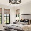 windphoto 20" Caged Flush Mount Vintage Ceiling Fan and Remote, Black | Low Profile, Bladeless Enclosed Fandelier, 6 Speed, Quiet Reversible DC, Rustic, Victorian, Rustic, Crystal, Bedroom, Kitchen