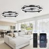 81v5Nr03TYL._AC_SL1500_.jpg windphoto 2 Pack 24" Ceiling Fans with Lights and Remote, Low Profile | Flush Mount, Stepless Dimmable Fandelier, 6 Speeds, 3 CCT, Quiet Reversible DC Motor, 2H Timer, Bedroom, Living Room, Black