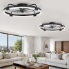 81vHLod0mmL._AC_SL1500_.jpg windphoto 2 Pack 24" Ceiling Fans with Lights and Remote, Low Profile | Flush Mount, Stepless Dimmable Fandelier, 6 Speeds, 3 CCT, Quiet Reversible DC Motor, 2H Timer, Bedroom, Living Room, Black