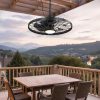 windphoto 24" Outdoor IP65 Waterproof Plug in Ceiling Fan with Lights | 6 Speeds,3CCT,Quiet,Timer,Remote Control,Smart App,DC motor,Reversible,Caged Design,ABS Material,Gazebo,Patio,Porch,Pergola