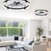 windphoto 2-Pack 24" Ceiling Fans with Lights, APP & Remote, Black | Low Profile, Flush Mount, Fandelier, 3000K-6000K, Dimmable LED, for Bedroom
