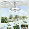 windphoto 20" Waterproof Grey Outdoor Ceiling Fan with Light for Gazebo | IP65 Wet Rated,APP Control,6-Speeds,3CCT Dimmable,Reverse DC Motor,Suitable for 10' x 12' Area,Plug In for Patio,Porch