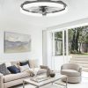 windphoto 20" Ceiling Fans with Lights, Low Profile Fandelier for Bedroom | Flush Mount Fan Light, Stepless Dimmable, App/Remote Control, 3 CCT Led, 6 Speeds, Quiet Reversible DC Motor, Grey