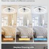 windphoto 20" Ceiling Fans with Lights and Remote for Bedroom, Grey | Low Profile Fan Light, 3000K-6000K Stepless Dimmable Fandelier, 6 Speed, Reversible DC Motor, APP & Remote Control, Low Noice
