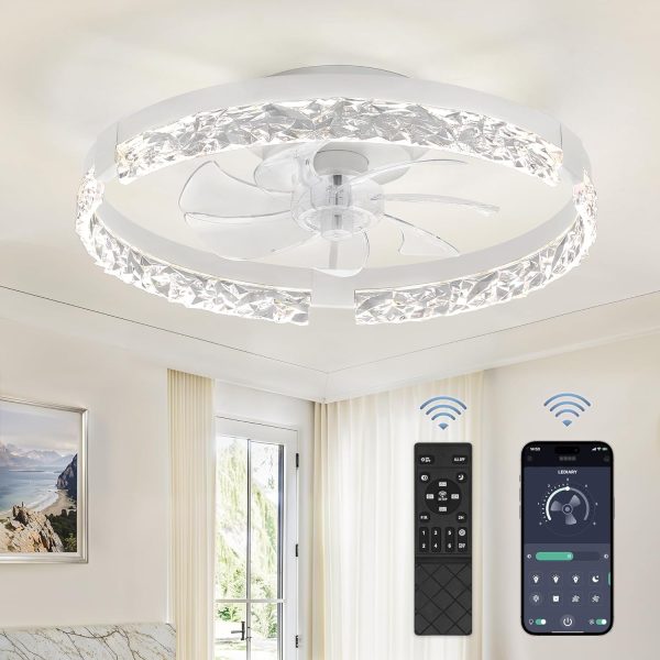 81xEz6mzXLL._AC_SL1500_.jpg windphoto 16.5" Black Caged Ceiling Fan and 20" White Low Profile CCT Dimmable LED Ceiling Fan with Light & Remote, 6 Speed, Timing for Outdoor and Bedroom, Kitchen
