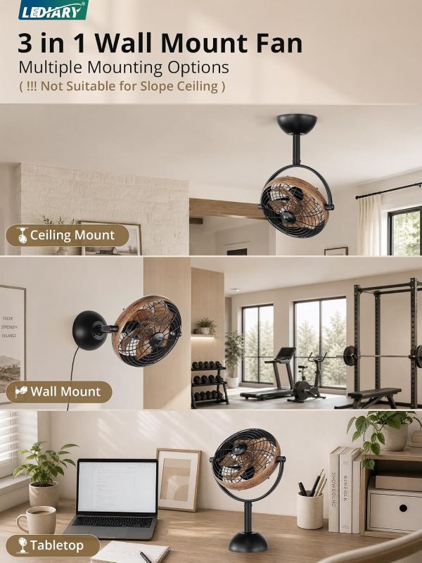 81xin6rjQQL._AC_SL1500_.jpg windphoto 10" Small Wall Mount Fan with Remote Plug in Cord, Wood Grain | 6 Speed, Timing, Reversible, Adjustable Tilt, Indoor, Tabletop, Ceiling fan, Corner Fans, Basement Workshop Tool Room Garage