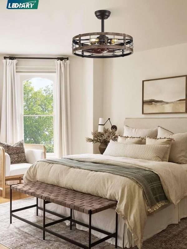 81xsiagrjlL._AC_SL1500_.jpg windphoto 22 inch Caged Fandelier Ceiling Fan Light with Remote, Black Gold | 6 Speed Adjustable,Timing, Quiet & Powerful DC, Large, Farmhouse, Industrial, Enclosed, Bladeless, Bedroom, Kitchen, Downrod