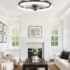 windphoto 20" Ceiling Fans with Lights, Low Profile Fandelier for Bedroom | Flush Mount Fan Light, Stepless Dimmable, App/Remote Control, 3 CCT Led, 6 Speeds, Quiet Reversible DC Motor, Brown