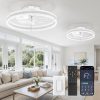 windphoto 20'' Low Profile Ceiling Fans with Lights and Remote, White, 2 Pack | 3000-6000K Dimmable LED, 6 Wind Speeds, Quiet Reversible DC Motor, Small Flush Mount Fandelier for Bedroom, Living Room