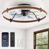 81ybxu6w8NL._AC_SL1500_.jpg windphoto 24'' Modern Low Profile Ceiling Fans with Lights and Remote, Walnut | 3000-6000K Dimmable LED, 6 Wind Speeds, Quiet Reversible DC Motor, Small Flush Mount Fandelier for Bedroom, Living Room