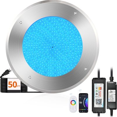 81yz7wPNrJL._AC_SL1500_.jpg windphoto 10" RGBW LED Pool Lights for Inground Pool, 120V 54Watt Swimming Pool Lights with 50FT Cord, IP68 Waterproof Pool Underwater Light for 10" Wet Niches (Transformer & Controller Included)