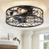 81z9lv6a0oL._AC_SL1500_.jpg windphoto Caged Ceiling Fan with Light, Flush Mount Fandalier with Remote | Low Profile, Farmhouse Small, Bladeless Industrial, Quiet DC Motor, App Control for Bedroom, Kitchen, Dining Room, Black