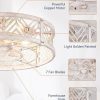 81zAkHZSRiL._AC_SL1500_.jpg windphoto Walnut+White Gold Color Caged Ceiling Fans with Lights, White Flush Mount Ceiling Fan with Remote, Small Low Profile Bladeless Ceiling Fan Light Fixture for Bedroom, Kitchen, Dining Room