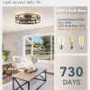 windphoto 26" Black Gold Caged Low Profile Ceiling Fan with Light and Remote | Flush Mount, Bladeless Enclosed Fandelier, 6 Speed, Quiet Powerful DC, Rustic,Farmhouse, Large, Bedroom, Kitchen, Indoor