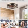 windphoto 23" Caged Ceiling Fan with Light and Remote, Fandalier, Black Gold | Flush Mount Low Profile, APP Control, Rustic Bladeless Industrial Enclosed, Quiet & Powerful for Bedroom,Kitchen,Dining Room