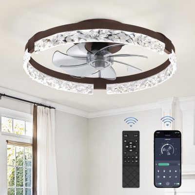 81zNLPLa8tL._AC_SL1500_.jpg windphoto 20 Inch Low Profile Ceiling Fans with Lights and Remote, Fandelier Ceiling Fan Flush Mount, 3000K-6000K Dimmable LED Fan Light, Brown Modern Ceiling Fans with Lights for Bedroom | Flush Mount, Fandelier, 3000K-6000K, Dimmable LED, for Bedroom
