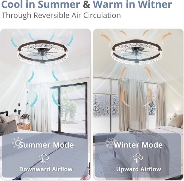 81zWSls1mYL._AC_SL1500_.jpg windphoto 2 Pack 20" Modern Ceiling Fans with Lights and Remote, Brown | Fandelier, Dimmable Low Profile, Flush Mount, Stepless Color Temperature Change, 6 Speeds, Bedroom, Living Room, Kitchen