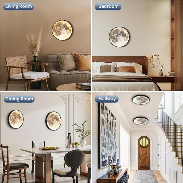 81zjPCUkviL._AC_SL1500_.jpg Dimmable Moon Wall Light 12 inch Wall Lights with Remote Control Plug-in Modern LED Light, 15W Black Wall Lamp Indoor Wall Mounted Ceiling Light Fixture for Bedroom Living Room Corridor