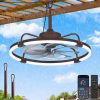 windphoto 24" Waterproof Brown Outdoor Ceiling Fan with Light for Gazebo | IP65 Wet Rated,APP Control,6-Speeds,3CCT Dimmable,Reverse DC Motor,Suitable for 12' x 14' Area,Plug In for Patio,Porch