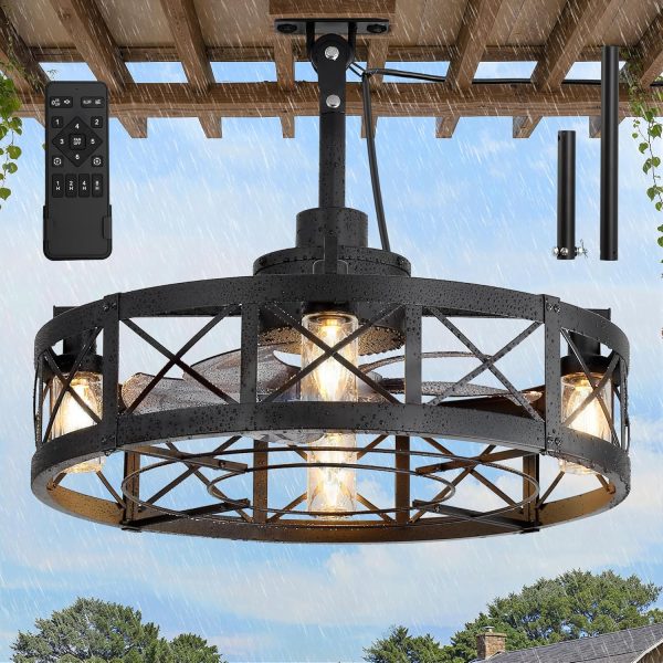 91EitGY2QL._AC_SL1500_.jpg windphoto 22" Outdoor Ceiling Fan with Lights for Patio,Waterproof Gazebo Fan | Plug in Outdoor Fan with Remote Control,4Timer, 6-Speed Reversible Motor, Hanging Caged Ceiling Fan for Porch, Pergola,Canopy