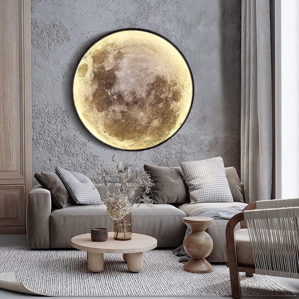 91yDUyNPnAL._AC_SL1500_.jpg Dimmable Moon Wall Light 31.5 inch Wall Lights with Remote Control Plug-in Modern LED Wall Light, 40W Black Wall Lamp Indoor Wallmounted Ceiling Light Fixture for Hallway Bars Cafes KTV